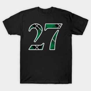 27 Sports Jersey Number Green Black Flannel T-Shirt